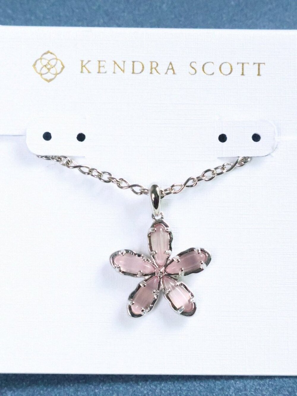 Kendra Scott Kyla Necklace - Silver & Pink Cat's Eye Glass